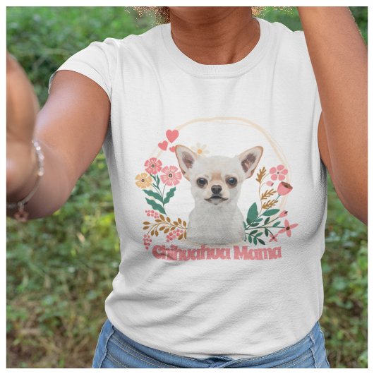 Schattige Chihuahua Mama Floral T-shirt