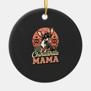 Schattige Chihuahua Mama Strik Hond Moeder Keramisch Ornament