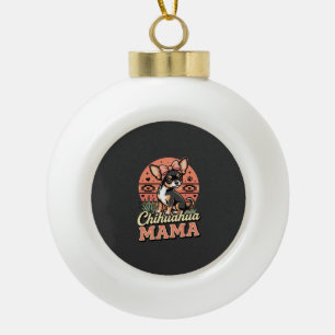 Schattige Chihuahua Mama Strik Hond Moeder Keramische Bal Ornament