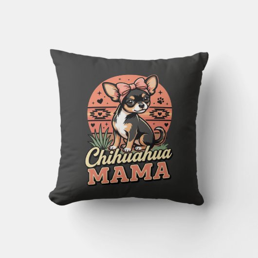 Schattige Chihuahua Mama Strik Hond Moeder Kussen (Voorkant)