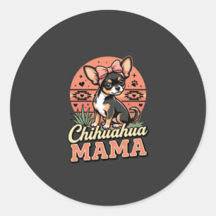 Schattige Chihuahua Mama Strik Hond Moeder Ronde Sticker