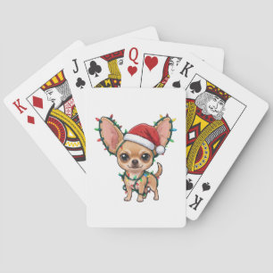 Schattige Chihuahua met een knus kersttruitje Pokerkaarten