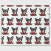 Schattige Chihuahua met Kerstlint Cadeaupapier (Vlak)