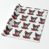 Schattige Chihuahua met Kerstlint Cadeaupapier (Uitgerold)