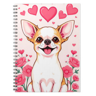 Schattige Chihuahua Met Roze Harten Notitieboek