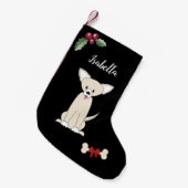 Schattige Chihuahua Monogram Zwart Kleine Kerstsok (Voorkant (Hangend))