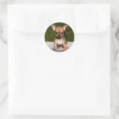 Schattige Chihuahua Puppy Dog Ronde Sticker (Tas)