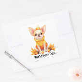 Schattige Chihuahua Puppy in Candy Corn Kostuum Vierkante Sticker (Envelop)