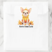 Schattige Chihuahua Puppy in Candy Corn Kostuum Vierkante Sticker (Tas)