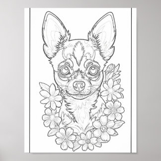 Schattige Chihuahua Puppy Kleurplaat Poster