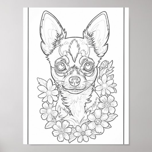 Schattige Chihuahua Puppy Kleurplaat Poster (Voorkant)