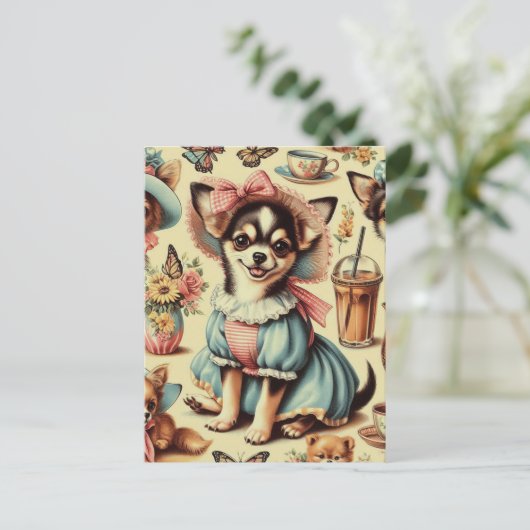Schattige Chihuahua Puppy Schilderen Briefkaart (Staand voorkant)