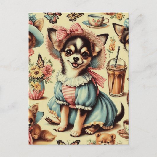 Schattige Chihuahua Puppy Schilderen Briefkaart (Voorkant)