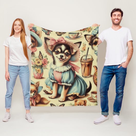 Schattige Chihuahua Puppy Schilderen Fleece Deken (In situ)