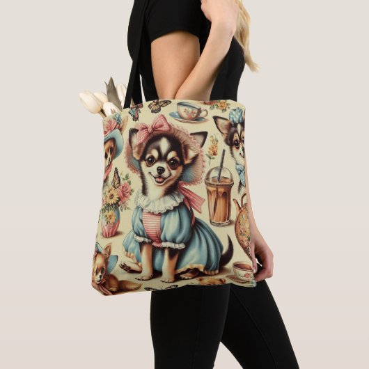 Schattige Chihuahua Puppy Schilderen Tote Bag (Dichtbij)