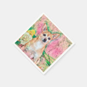 Schattige Chihuahua Roze Groene Kunst Hondenportre Servet (Hoek)