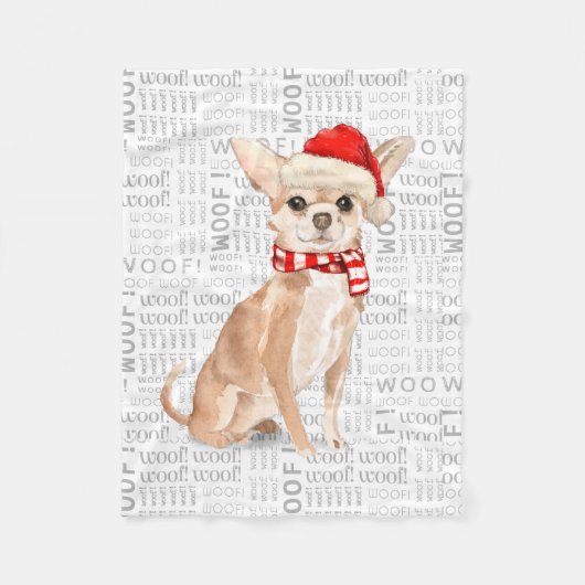 Schattige Chihuahua Santa Dog Christmas Fleece Deken (Voorkant)
