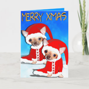 schattige chihuahua santa feestdagen kaart