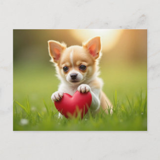 Schattige Chihuahua-valentijnshond Feestdagenkaart