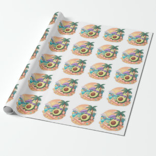 Schattige Chill Avocado op Strand Zomer Vakantie S Cadeaupapier