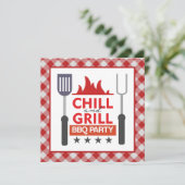 Schattige chill grill BBQ feest Kaart (Staand voorkant)