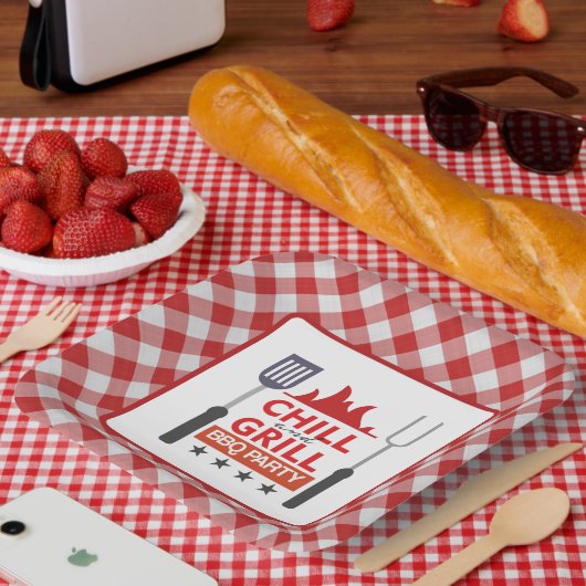 Schattige chill grill BBQ feest Papieren Bordje (Picknick)