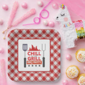 Schattige chill grill BBQ feest Papieren Bordje (Feest)
