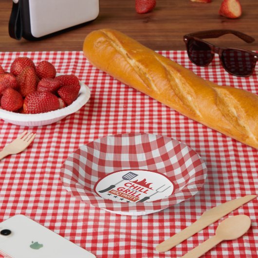 Schattige chill grill BBQ feest Papieren Kommen (Picknick)