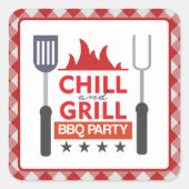 Schattige chill grill BBQ feest Vierkante Sticker (Voorkant)