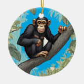 Schattige chimpansee keramisch ornament (Voorkant)