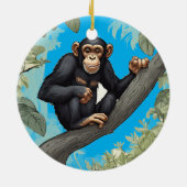 Schattige chimpansee keramisch ornament (Achterkant)
