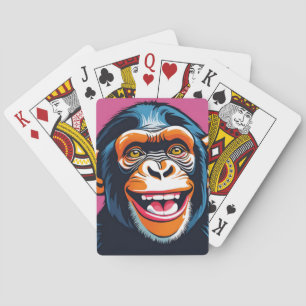 Schattige Chimpansee Lacht Pokerkaarten
