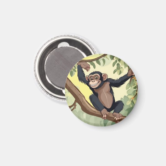 Schattige chimpansee magneet (Voorkant / Achterkant)