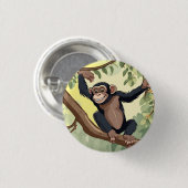 Schattige chimpansee ronde button 3,2 cm (Voorkant /achterkant)