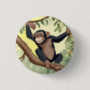 Schattige chimpansee ronde button 3,2 cm