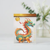 Schattige Chinees Nieuwjaar Dragon Birthday HPostc Feestdagenkaart (Staand voorkant)