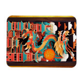 Schattige Chinees Nieuwjaar Dragon Origami FPM2 Magneet (Horizontaal)