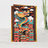 Schattige Chinees Nieuwjaar Dragon Origami GC2 Kaart (Achterkant)