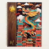 Schattige Chinees Nieuwjaar Dragon Origami Monogra Planner (Voorkant)