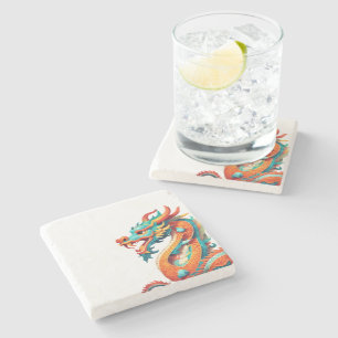 Schattige Chinees Nieuwjaar Dragon Zodiac Birthday Stenen Onderzetter