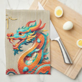 Schattige Chinees Nieuwjaar Dragon Zodiac KT Theedoek (Quarter Fold)