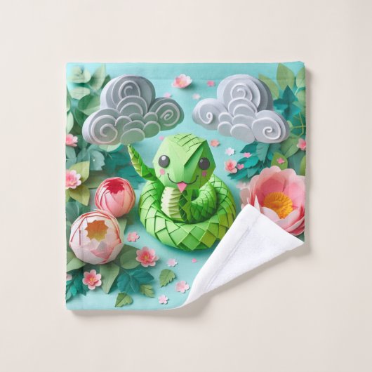 Schattige Chinees Nieuwjaar Slang 2025 WC2 Washandje (Wasdoekje)