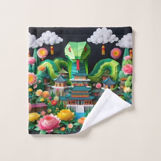 Schattige Chinees Nieuwjaar Slang 2025 WC8 Washandje (Wasdoekje)