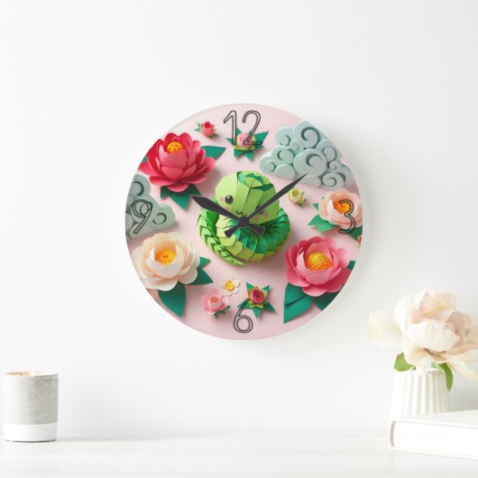 Schattige Chinees Nieuwjaar Snake Origami WC1 Grote Klok (Huis)