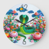 Schattige Chinees Nieuwjaar Snake Origami WC4 Grote Klok (Voorkant)