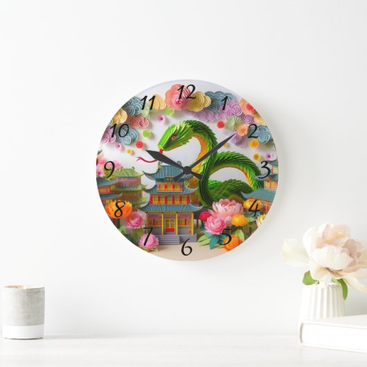 Schattige Chinees Nieuwjaar Snake Origami WC7 Grote Klok (Huis)