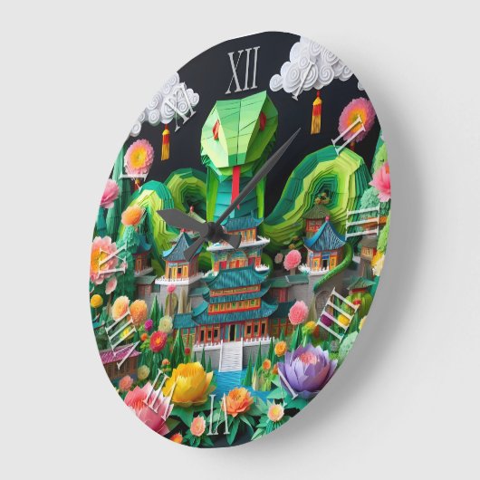 Schattige Chinees Nieuwjaar Snake Origami WC8 Grote Klok (Hoek)