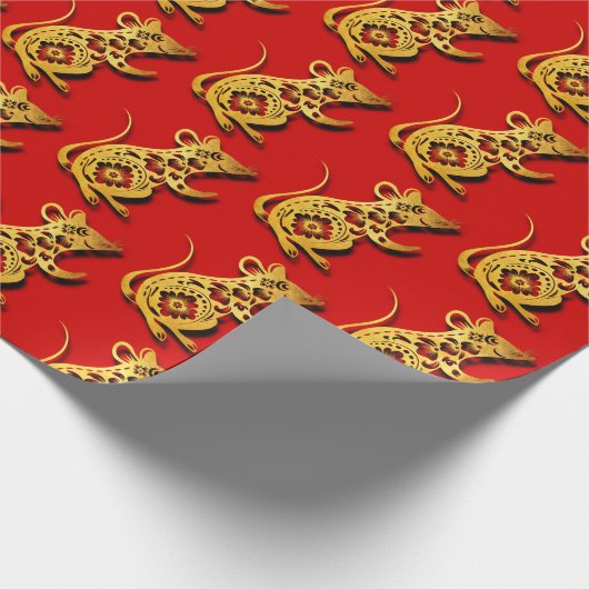 Schattige Chinees Rat papier-gesneden Nieuwjaar Ve Cadeaupapier (Hoek)
