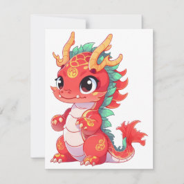 Schattige Chinese Draak  Notitiekaartje