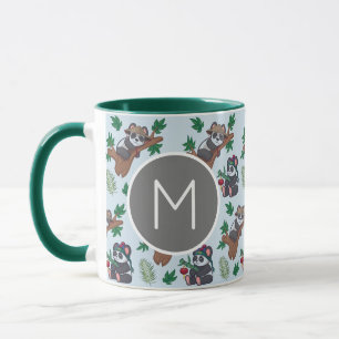 Schattige Chinese Panda's Patroon Monogram Mok